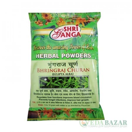 Бхринградж Чурна (Bhringraj Churna) укрепление волос, 100 гр, Шри Ганга (Shri Ganga) фото