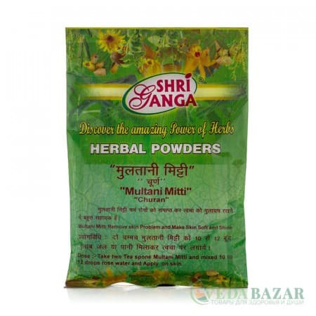 Мултани Митти Чурна (Multani Mitti Churna) очищающая глина для кожи, 100 гр, Шри Ганга (Shri Ganga) фото