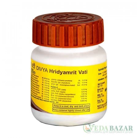 Хридьямрит Вати (Hridyamrit Vati Extra Power) лечение сердечно-сосудистых заболеваний, 60 таб, Патанджали (Patanjali) фото