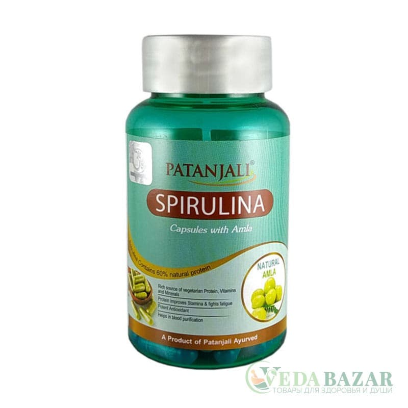 Спирулина с Амлой (Spirulina with Amla), 60 кап, Патанджали (Patanjali) фото