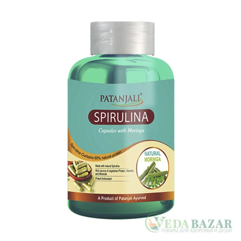 Спирулина с Морингой (Spirulina with Moringa), 60 кап, Патанджали (Patanjali) фото