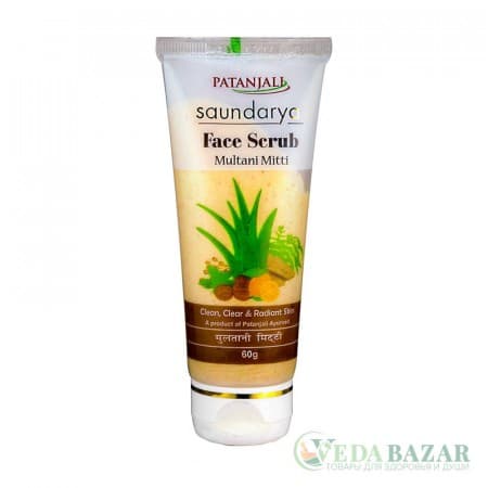 Скраб для лица Саундарья Мултани Мити (Face scrub Saundarya Multani Mitti), 60 гр, Патанджали (Patanjali) фото