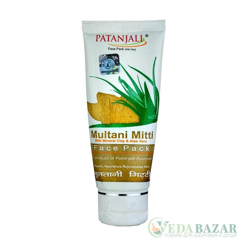 Маска для лица с лечебной глиной Мултани Митти (Multani Mitti Face Pack), 60 гр, Патанджали (Patanjali) фото