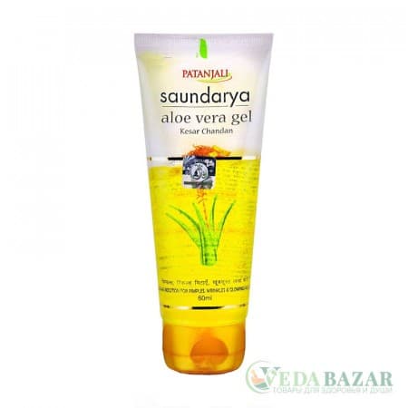 Гель Алоэ Вера Саундарья Шафран и Сандал (Saundarya Aloe Vera Gel Kesar Chandan), 60 мл, Патанджали (Patanjali) фото