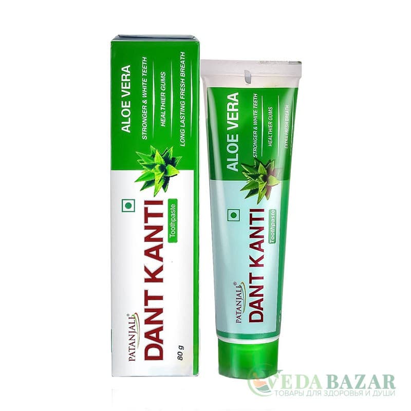Аюрведическая зубная паста Дент Канти Алоэ Вера (Dant Kanti Aloe Vera Toothpaste), 80 гр, Патанджали (Patanjali) фото