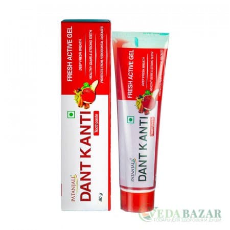 Аюрведическая зубная паста Дент Канти Фреш Актив Гель (Dant Kanti Fresh Active Gel Toothpaste), 80 гр, Патанджали (Patanjali) фото