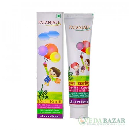 Аюрведическая зубная паста Дент Канти Джуниор (Dant Kanti Junior) для детей, 100 гр, Патанджали (Patanjali) фото