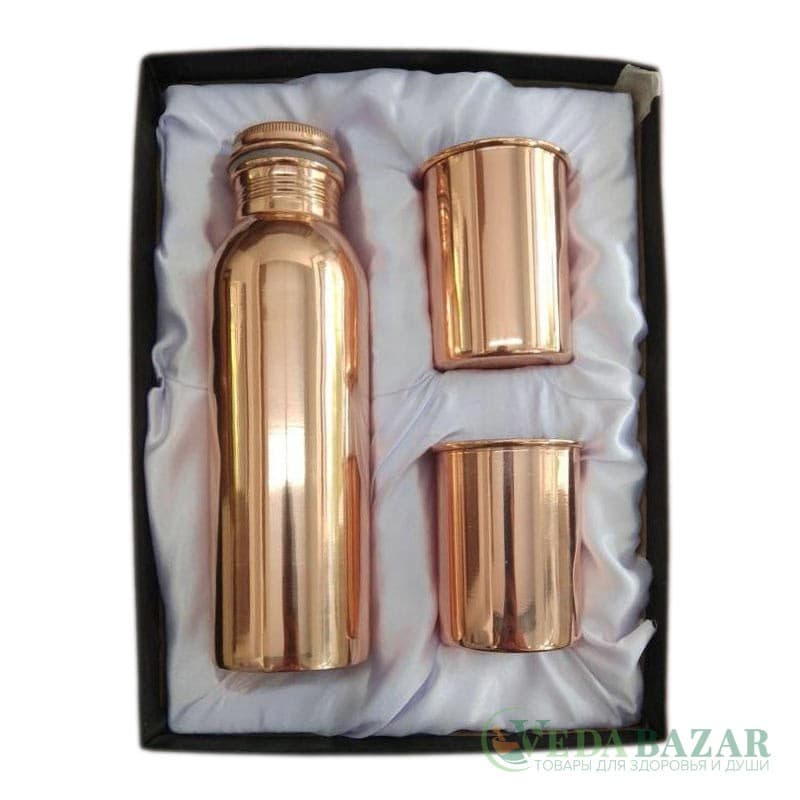 Набор медной посуды Бутыль + 2 Стакана, 900 мл, ВедаБазар фото