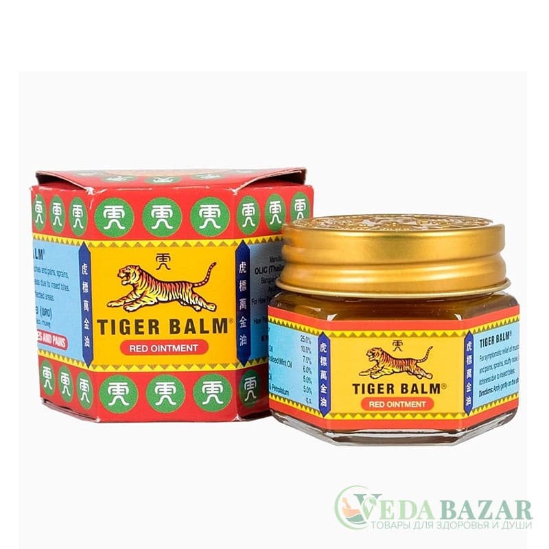 обезболивающая Мазь Тигровый Бальзам Красный (Tiger Balm Red Ointment), 9 Мл, Хавпар (Hawpar) фото