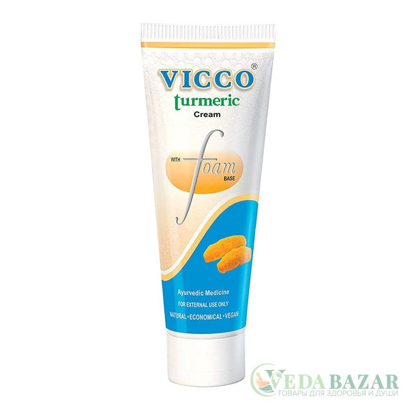 Пенка-крем для умывания с куркумой (Turmeric Cream with Foam Base), 70 гр, ВИККО (VICCO) фото