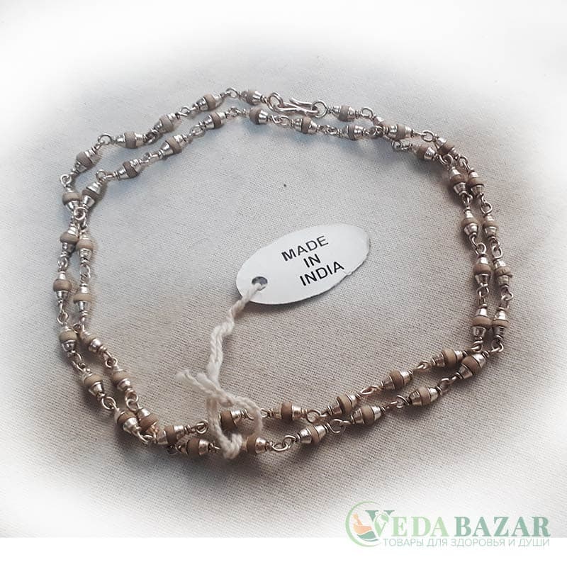 Кантхималы туласи с серебром 1 ряд (Tulasi Silver), 3 мм, Индия фото