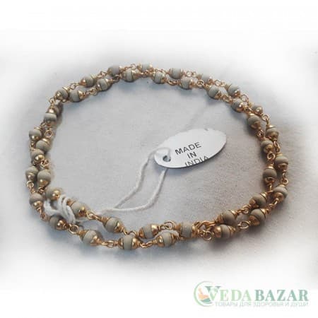 Кантхималы туласи с серебром под золото 1 ряд (Tulasi Silver Gilt), 4 мм, Индия фото