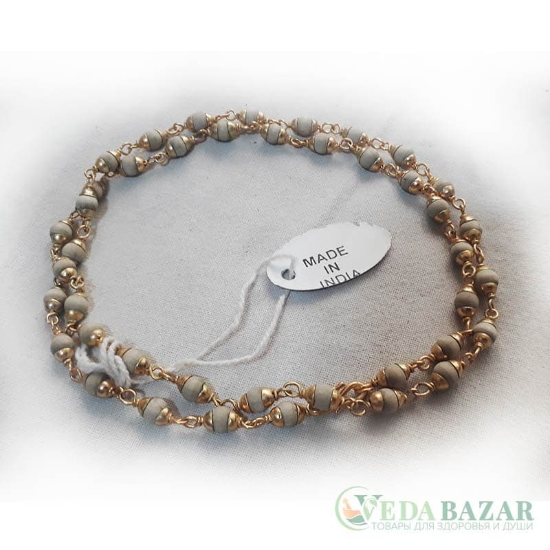 Кантхималы туласи с серебром под золото 1 ряд (Tulasi Silver Gilt), 4 мм, Индия фото