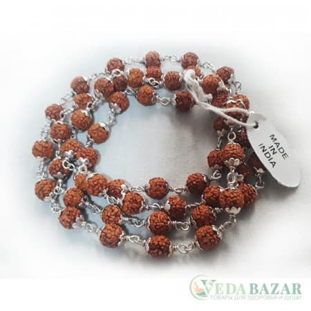 Бусы Рудракши 1 ряд (Rudraksha Silver), 5 мм, 70 см, Индия фото