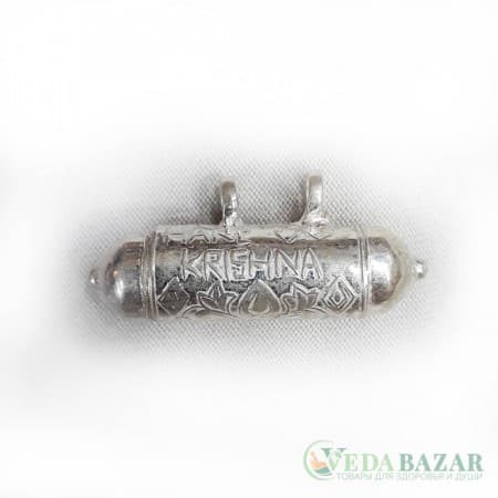 Кавача серебряная Кришна (Silver Kavacha Krishna), 3 см, Индия фото