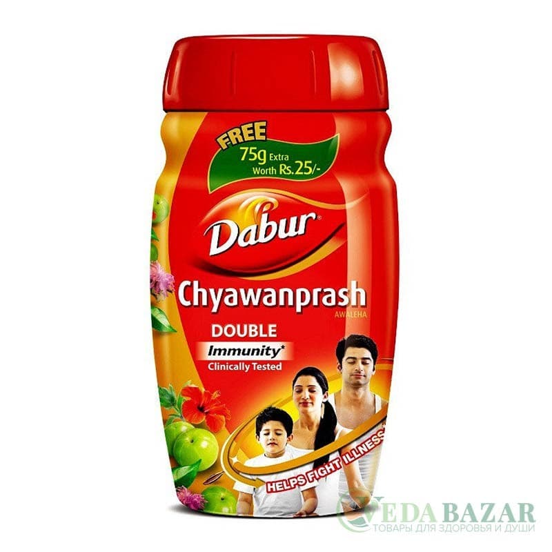 Чаванпраш Двойной иммунитет (Chyawanprash Double Immunity), 500 гр + 75 гр, Дабур (Dabur) фото