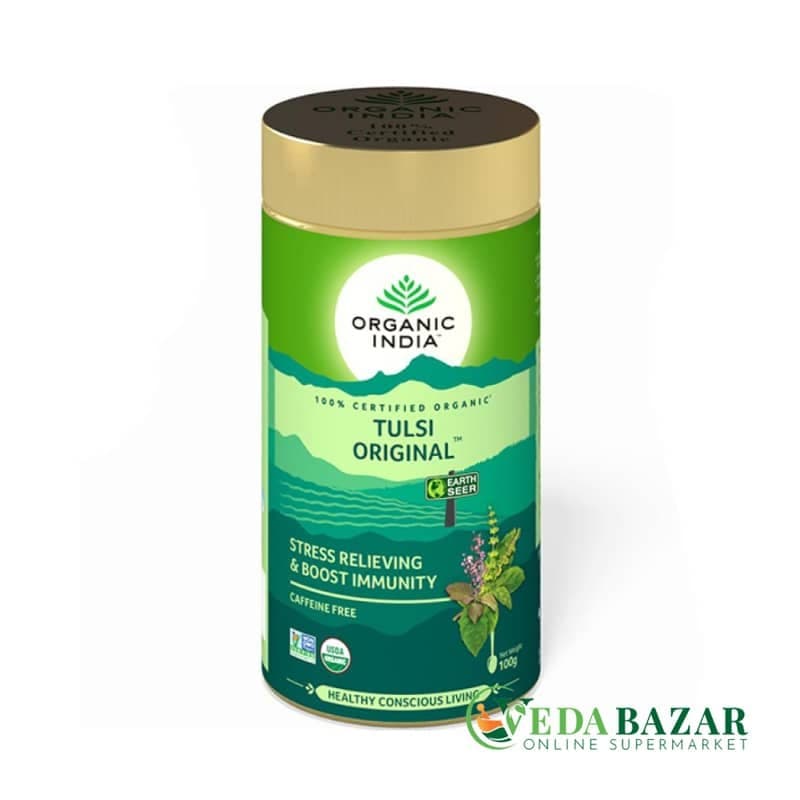 Туласи Оригинал, в жестяной банке (Tulsi Original), 100 гр, Органик Индия (Organic India) фото