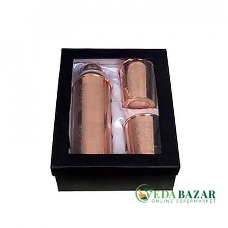 Бутылка гравированная медная набор с двумя медными стаканами (Copper Etching Bottle Set with 2 Copper Glass), 1000мл фото