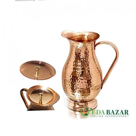 Кувшин из чистой меди с крышкой (Pure Copper Jug with a Lid), 2000 мл фото