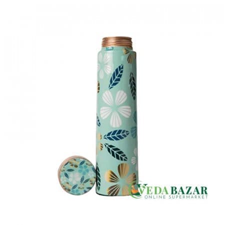 Бутылка медная Домашняя Шастра разноцветная дизайнерская печать (Home Shastra), 1000 мл, Ведабазар (Vedabazar) фото