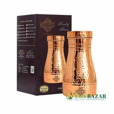 Бутылка медная широкая Indian Art Villa (Indian Art Villa Copper Bottle With Inbuilt Glass), 1100 мл фото