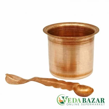 Панчапатра медная, стакан и ложка (Pancha-patra copper), 150 мл фото