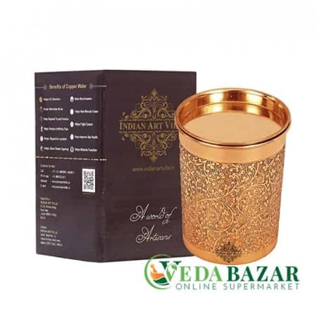 Медный стакан с крышкой (Copper Glass Tumbler Cup With Lid), 300мл фото