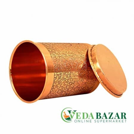 Медный стакан с крышкой (Copper Glass Tumbler Cup With Lid), 300мл фото