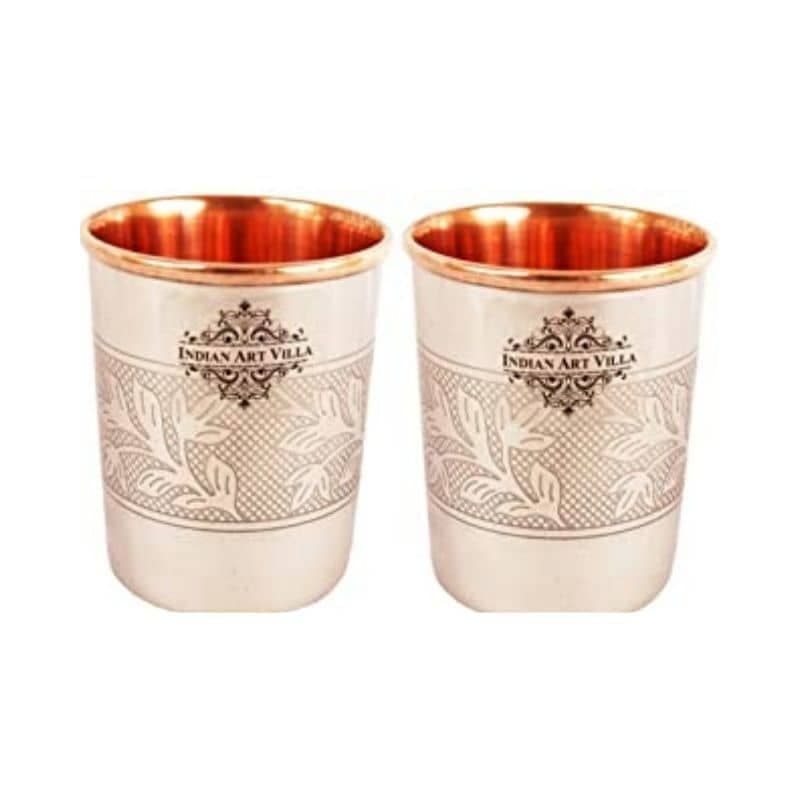 Стакан из медно-стального тисненного дизайна (Steel Copper Glass Tumbler, Embossed Design), 250 мл фото