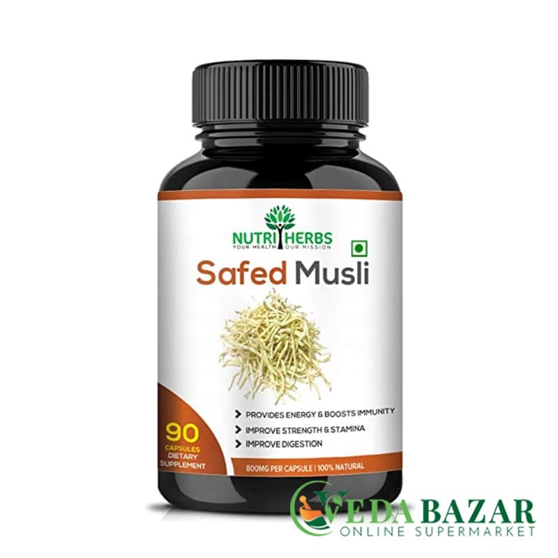 Сафед Мюсли 800 мг (Safed Musli), 90 кап, Нутрихэрбс (Nutriherbs) фото