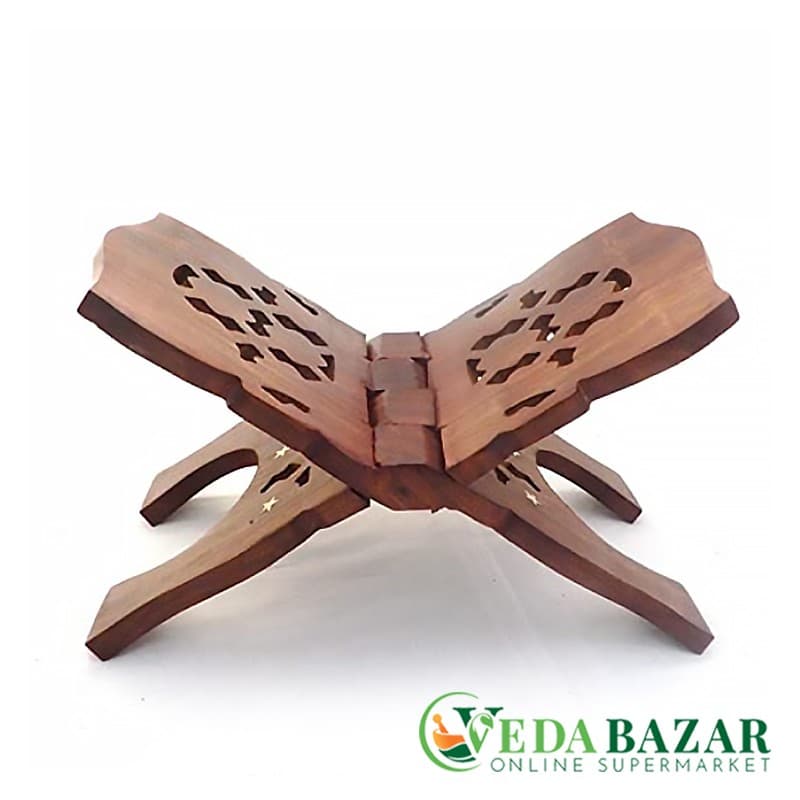 Деревянная резная подставка для священной книги (Wooden Hand Carved Holy Book Stand), 555 гр, Индиябигшоп (Indiabigshop) фото
