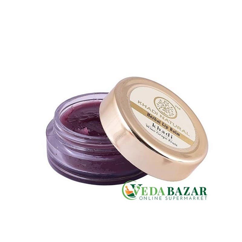 Винный бальзам для губ с грейпфрутом, пчелиным воском и медом (Wine Grapefruit Lip Balm), 5 гр, Кади Натурал (Khadi Natural) фото