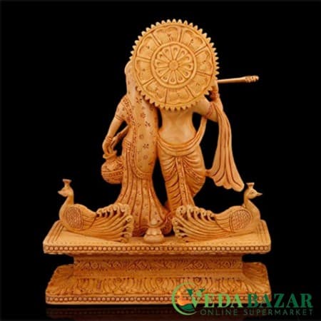 Деревянная статуя Радхи Кришны, коричневый (Wood Radha Krishna Statue), 33 x 25 см, Ведабазар (Vedabazar) фото