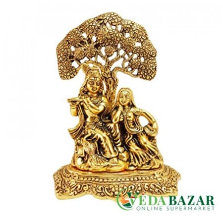 Металлическая статуя Радхи-Кришны ручной работы (Handicrafts Metal Radha-Krishna Statue), 8 X 13 X 18 см, Ведабазар (Vedabazar) фото