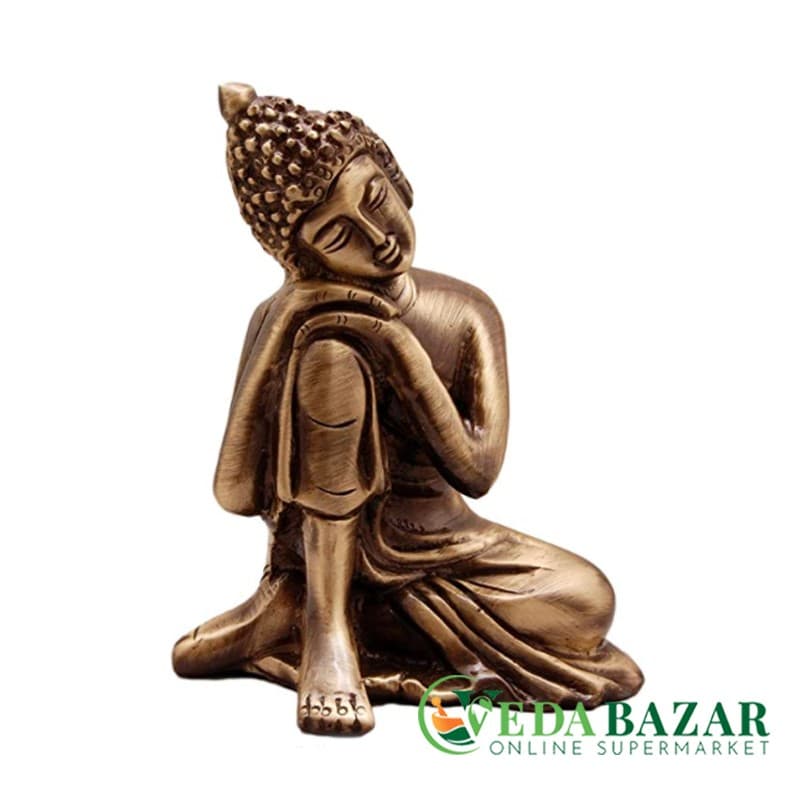 Статуэтка Медный Будда, отдыхающий (Two Moustaches Brass Buddha), 7.6 x 6.3 x 9 см, Ведабазар (Vedabazar) фото