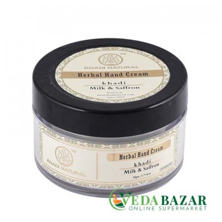Крем для рук с молоком, шафраном и маслом ши (Natural Hand Cream Milk & Saffron - With Sheabutter) 50 гр, Кхади (Khadi) фото