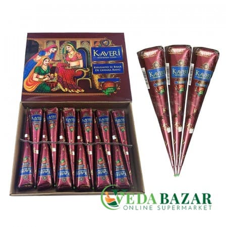 Натуральная хна для мехенди (Mehandi) 12 конусов, Кавери (Kaveri) фото