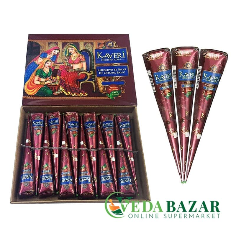 Натуральная хна для мехенди (Mehandi) 12 конусов, Кавери (Kaveri) фото