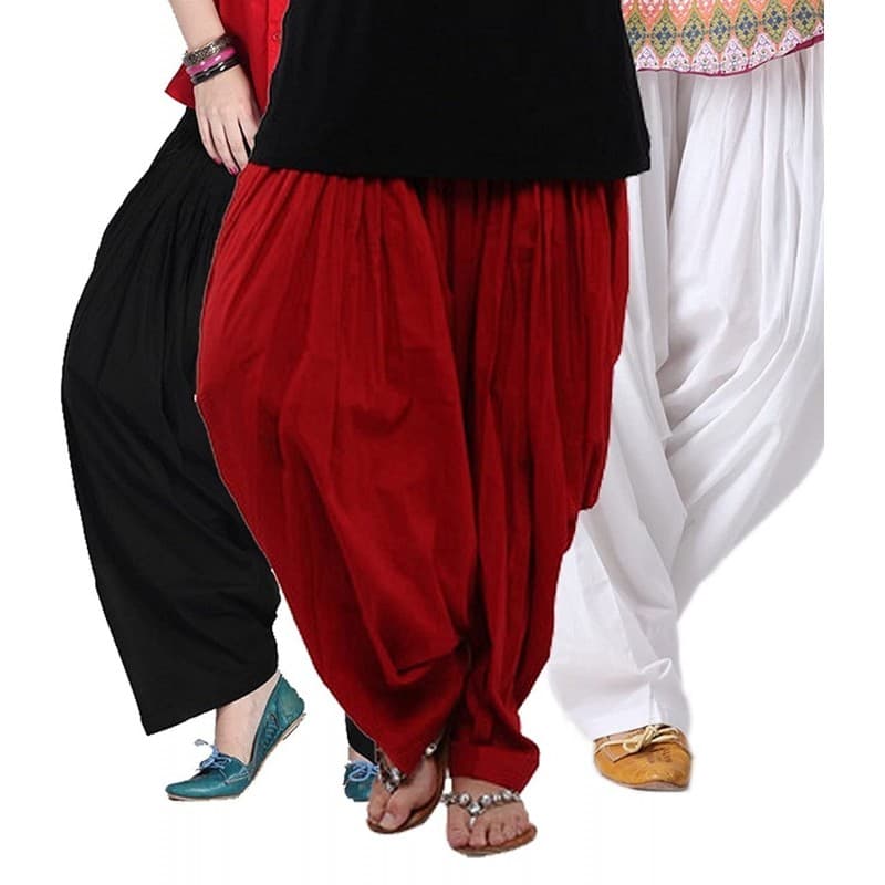 Женские традиционные хлопковые Патиала шальвары (Women's Cotton Traditional Patiala Salwars), 3 шт. в упаковке. фото