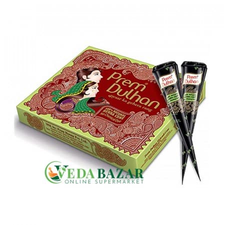 Прем Дулан мехенди в конусах, коричневый (Prem Dulhan Mehandi Cone), 12 шт., Прем Грин (Prem Green) фото