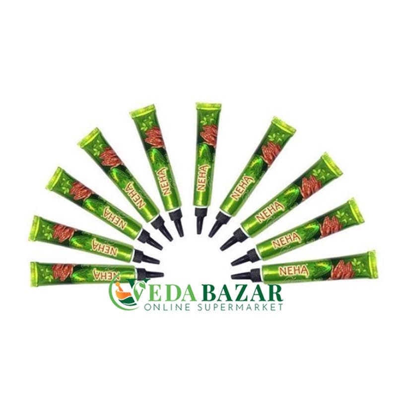Татуировки мехенди из хны в тюбиках, темно-красные (Mehendi Tattoo Paste Tubes), 10 шт., Неха (Neha) фото
