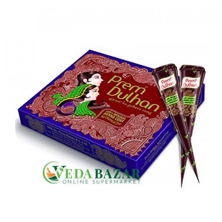 Прем Дулан мехенди в конусах, цвет пурпурный (Prem Dulhan Mehandi Cone), 12 шт., Прем Грин (Prem Green) фото