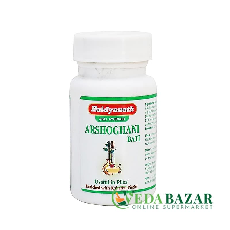 Средство для Лечения Геморроя Аршогхани Бати (Arshoghani Bati), 40 Таб, Байдьянатх (Baidyanath) фото