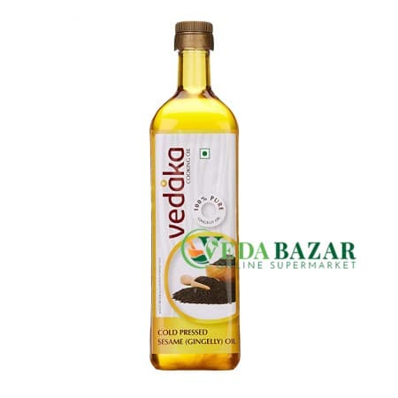 Масло Холодного Отжима из Черного Кунжута (Cold Pressed Black Sesame Oil), 1 Л, Ведака (Vedaka) фото