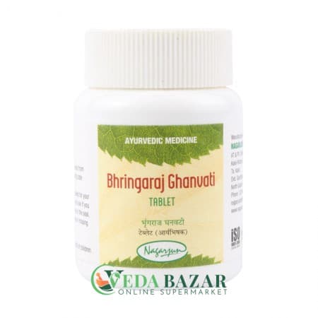 Препарат для Укрепления Волос Бхринградж Гханвати (Bhringraj Ghanvati), 60 Таб, Нагарджун (Nagarjun) фото