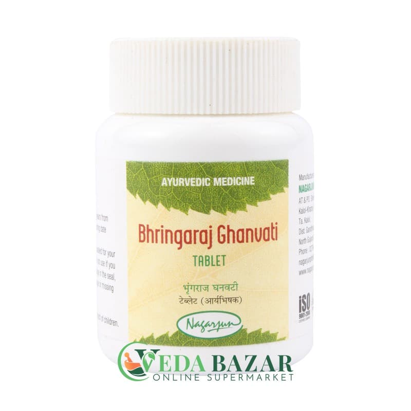 Препарат для Укрепления Волос Бхринградж Гханвати (Bhringraj Ghanvati), 60 Таб, Нагарджун (Nagarjun) фото