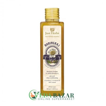 Масло для волос Бринградж  (Нair Оil Bhringraj ), 100 мл, Джаст Хербс (Just Herbs) фото