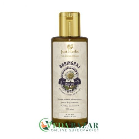 Масло для волос Бринградж (Нair Оil Bhringraj), 200 мл, Джаст Хербс (Just Herbs) фото