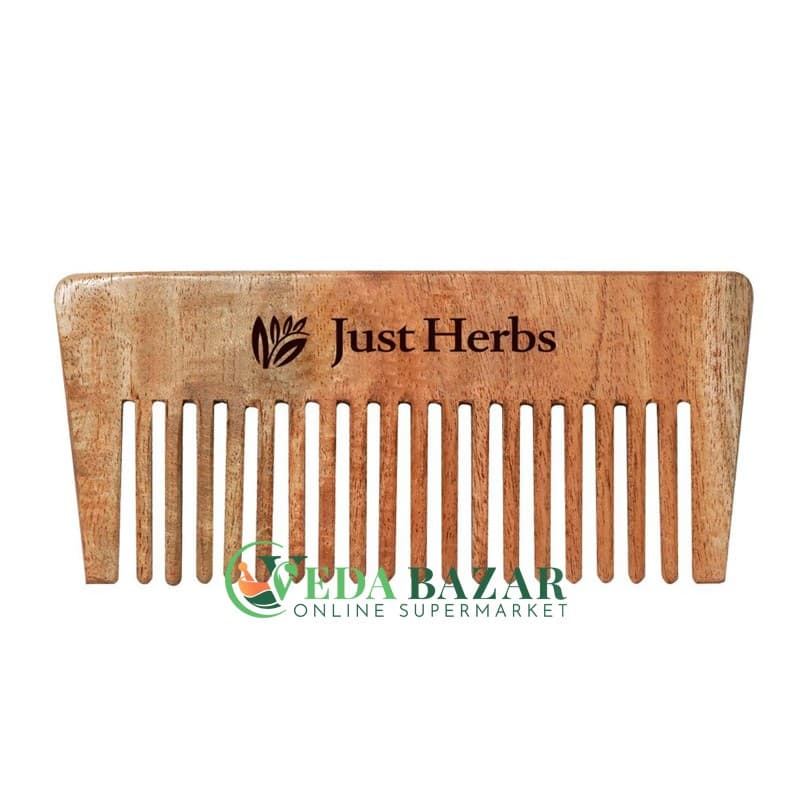 Расческа из дерева ним (Handmade Wide Tooth Neem Comb), ручной работы, Джаст Хербс (Just Herbs) фото