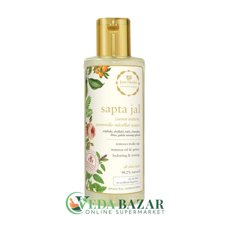 Мицеллярная вода Сапта Джал (Sapta Jal Ayurvedic Micellar Water), с травами, 200 мл, Джаст Хербс (Just Herbs) фото